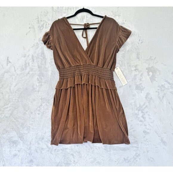 Happy X Nature by Kate Hudson Merrie Sleeveless Brown Velvet Dress Size M NWT - Picture 2 of 10
